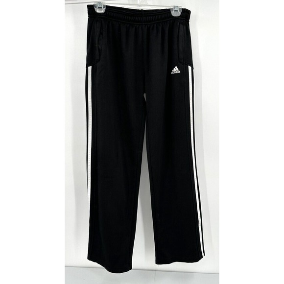 ADIDAS STRAIGHT LEG ATHLETIC PANTS Youth Boy Size XL (18) Black W/ White Stripes - Picture 1 of 5